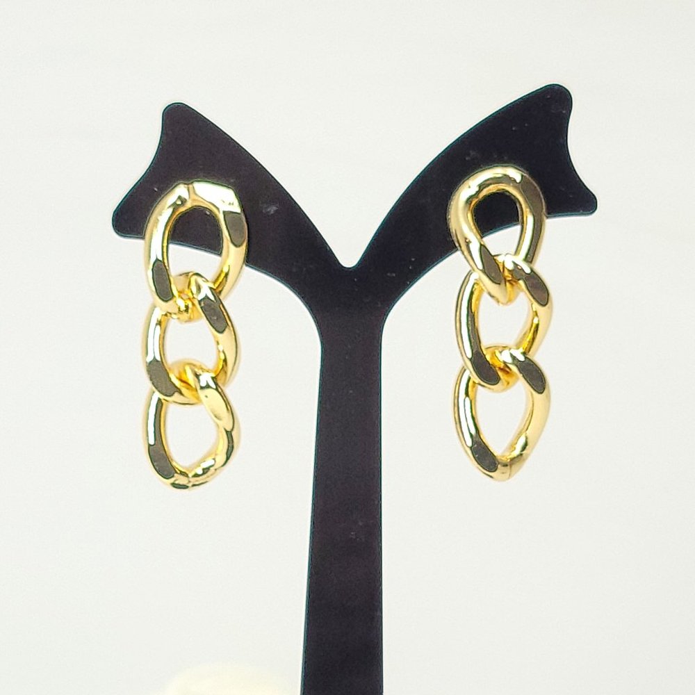 NWT Chic Curb Chain Dangle Drop Earrings NEW - Picture 6 of 10